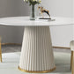 Sintered Stone Top Dining Table in White Luxury Kitchen Table with Pedestal Base