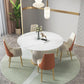 Sintered Stone Top Dining Table in White Luxury Kitchen Table with Pedestal Base