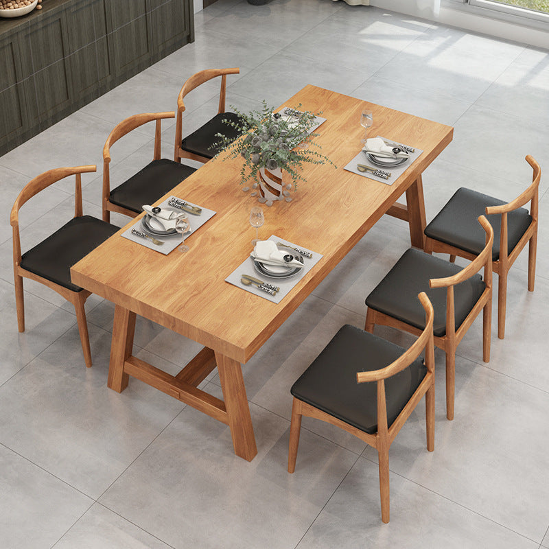 Solid Wood Top Dining Table Rectangle Pine Wood Table with Trestle Base 70.9"L x 31.5"W x 29.5"H Without Chairs Clearhalo 'Dining Tables & Seating' 'Dining Tables' 'dining_table' 'furn' 'furn_dining_table' 'Furniture' 'Kitchen & Dining Furniture' 5458263