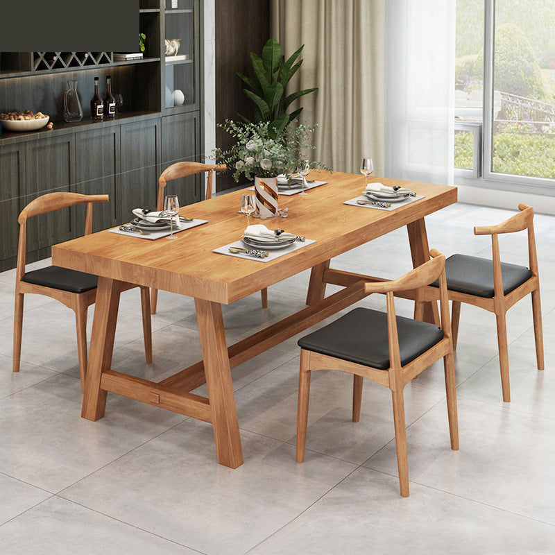 Solid Wood Top Dining Table Rectangle Pine Wood Table with Trestle Base 78.7"L x 31.5"W x 29.5"H Without Chairs Clearhalo 'Dining Tables & Seating' 'Dining Tables' 'dining_table' 'furn' 'furn_dining_table' 'Furniture' 'Kitchen & Dining Furniture' 5458264