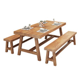 Solid Wood Top Dining Table Rectangle Pine Wood Table with Trestle Base Clearhalo 'Dining Tables & Seating' 'Dining Tables' 'dining_table' 'furn' 'furn_dining_table' 'Furniture' 'Kitchen & Dining Furniture' 5458265