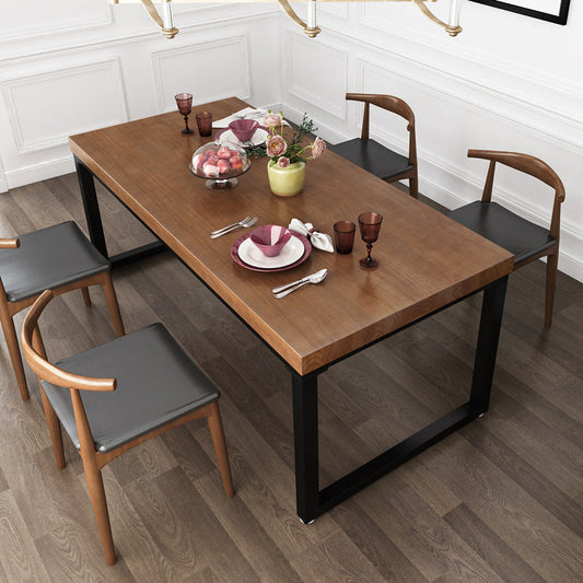 Solid Wood Top Table Rectangle Pine Wood Table with Sled Base Without Chairs