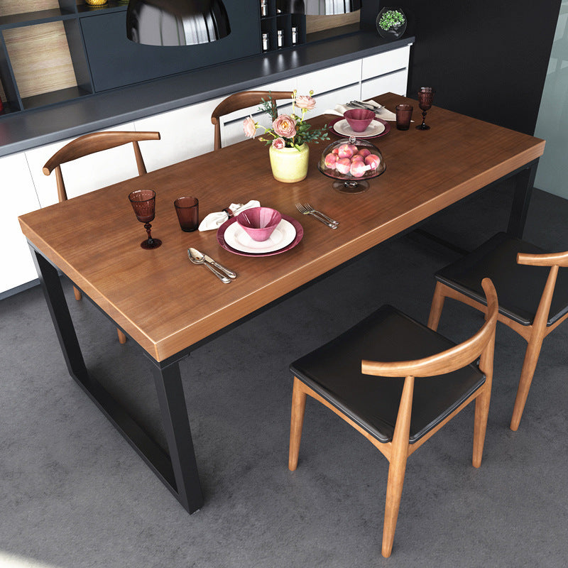 Solid Wood Top Table Rectangle Pine Wood Table with Sled Base