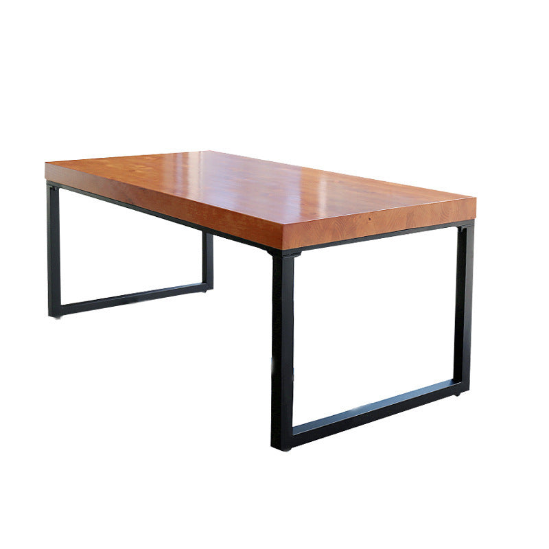 Solid Wood Top Table Rectangle Pine Wood Table with Sled Base