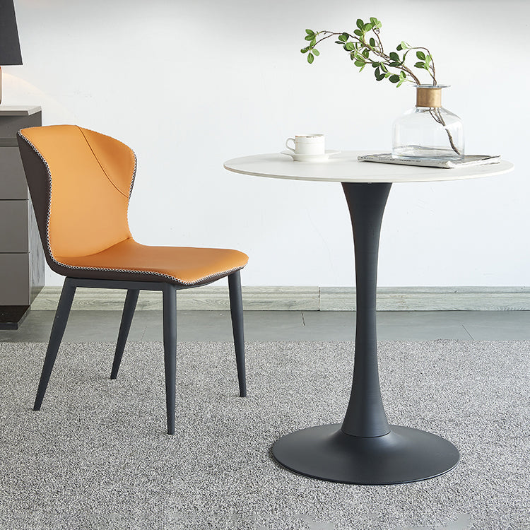 Round Dining Table Contemporary Style Stone Dining Site Table with Tulip Base Black White Without Chairs Clearhalo 'Dining Tables & Seating' 'Dining Tables' 'dining_table' 'furn' 'furn_dining_table' 'Furniture' 'Kitchen & Dining Furniture' 5458334