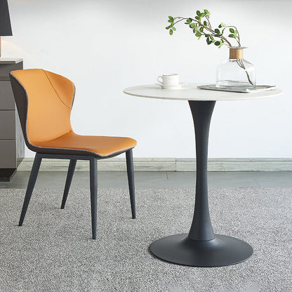 Round Dining Table Contemporary Style Stone Dining Site Table with Tulip Base Black White Without Chairs Clearhalo 'Dining Tables & Seating' 'Dining Tables' 'dining_table' 'furn' 'furn_dining_table' 'Furniture' 'Kitchen & Dining Furniture' 5458334