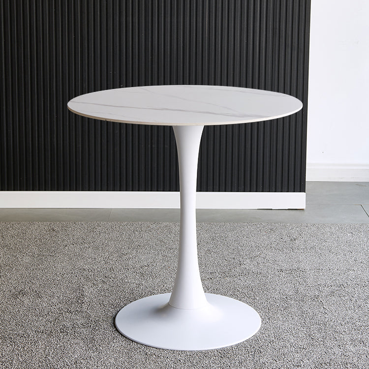 Round Dining Table Contemporary Style Stone Dining Site Table with Tulip Base White Without Chairs Clearhalo 'Dining Tables & Seating' 'Dining Tables' 'dining_table' 'furn' 'furn_dining_table' 'Furniture' 'Kitchen & Dining Furniture' 5458339