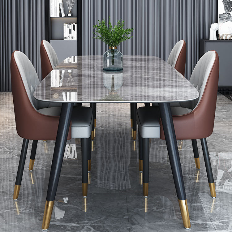 Traditional Luxury Stone Dining Table Rectangle Tripod Base Dining Table