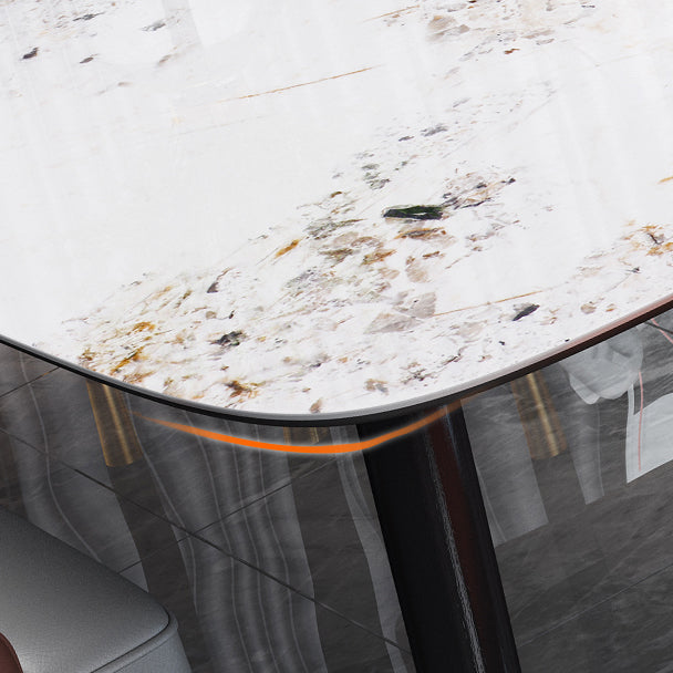 Traditional Luxury Stone Dining Table Rectangle Tripod Base Dining Table
