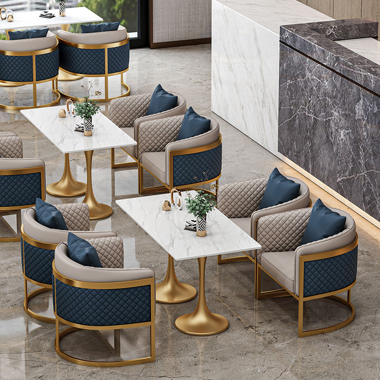 Traditional Luxury Dining Table Sintered Stone White Top Table for Dining Room