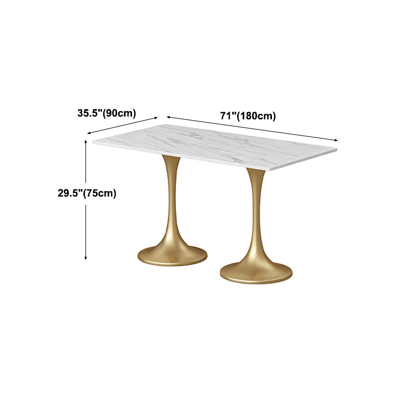 Traditional Luxury Dining Table Sintered Stone White Top Table for Dining Room