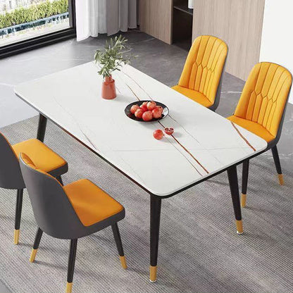 Rectangular Sintered Stone Dining Table Modern 4 Legs Furniture in Matte Finish Gloss White Without Chairs Clearhalo 'Dining Tables & Seating' 'Dining Tables' 'dining_table' 'furn' 'furn_dining_table' 'Furniture' 'Kitchen & Dining Furniture' 5458421