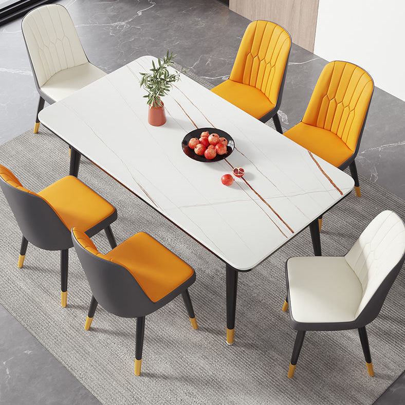 Rectangular Sintered Stone Dining Table Modern 4 Legs Furniture in Matte Finish Clearhalo 'Dining Tables & Seating' 'Dining Tables' 'dining_table' 'furn' 'furn_dining_table' 'Furniture' 'Kitchen & Dining Furniture' 5458429