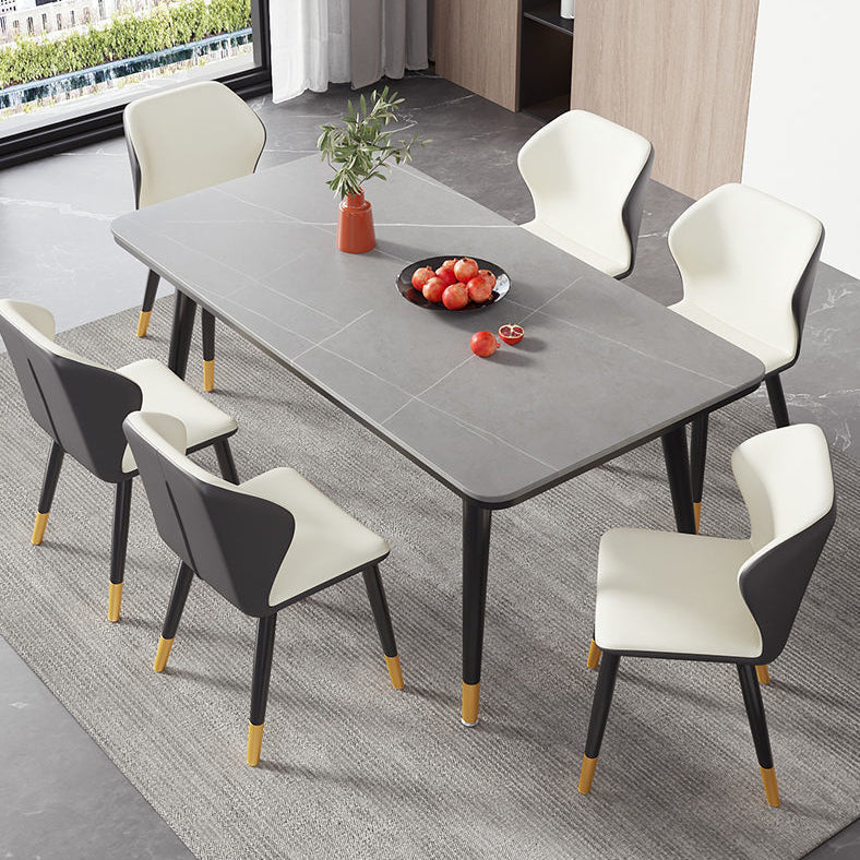 Rectangular Sintered Stone Dining Table Modern 4 Legs Furniture in Matte Finish Clearhalo 'Dining Tables & Seating' 'Dining Tables' 'dining_table' 'furn' 'furn_dining_table' 'Furniture' 'Kitchen & Dining Furniture' 5458430