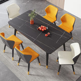 Rectangular Sintered Stone Dining Table Modern 4 Legs Furniture in Matte Finish Clearhalo 'Dining Tables & Seating' 'Dining Tables' 'dining_table' 'furn' 'furn_dining_table' 'Furniture' 'Kitchen & Dining Furniture' 5458431
