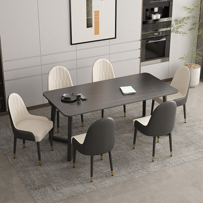 Industrial Style Dining Table Sintered Stone Rectangle Table for Home Black Gold 51.2"L x 27.6"W x 29.5"H Without Chairs Clearhalo 'Dining Tables & Seating' 'Dining Tables' 'dining_table' 'furn' 'furn_dining_table' 'Furniture' 'Kitchen & Dining Furniture' 5458456