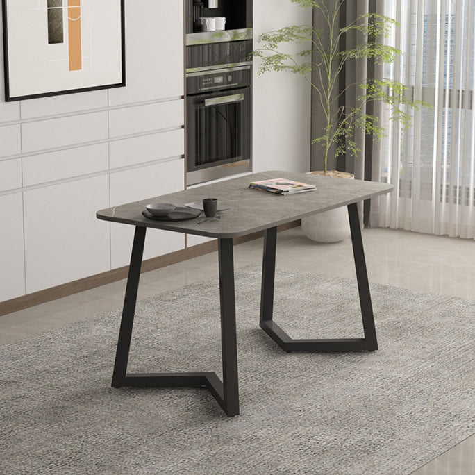 Industrial Style Dining Table Sintered Stone Rectangle Table for Home Gray 51.2"L x 27.6"W x 29.5"H Without Chairs Clearhalo 'Dining Tables & Seating' 'Dining Tables' 'dining_table' 'furn' 'furn_dining_table' 'Furniture' 'Kitchen & Dining Furniture' 5458460
