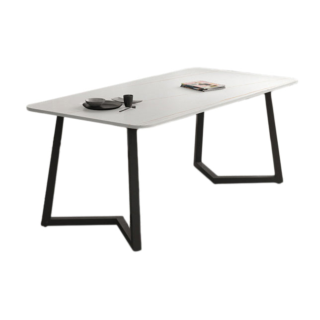 Industrial Style Dining Table Sintered Stone Rectangle Table for Home Clearhalo 'Dining Tables & Seating' 'Dining Tables' 'dining_table' 'furn' 'furn_dining_table' 'Furniture' 'Kitchen & Dining Furniture' 5458469