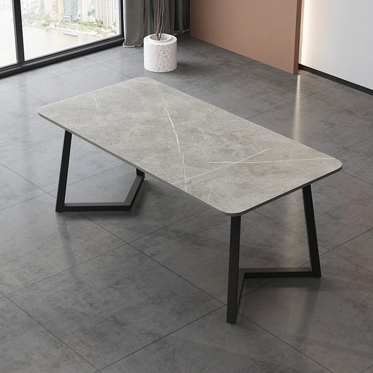 Industrial Style Dining Table Sintered Stone Rectangle Table for Home Clearhalo 'Dining Tables & Seating' 'Dining Tables' 'dining_table' 'furn' 'furn_dining_table' 'Furniture' 'Kitchen & Dining Furniture' 5458474