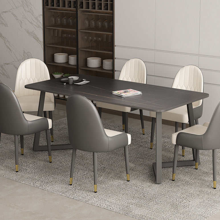 Industrial Style Dining Table Sintered Stone Rectangle Table for Home Clearhalo 'Dining Tables & Seating' 'Dining Tables' 'dining_table' 'furn' 'furn_dining_table' 'Furniture' 'Kitchen & Dining Furniture' 5458476