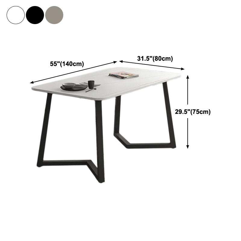 Industrial Style Dining Table Sintered Stone Rectangle Table for Home Clearhalo 'Dining Tables & Seating' 'Dining Tables' 'dining_table' 'furn' 'furn_dining_table' 'Furniture' 'Kitchen & Dining Furniture' 5458478