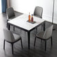 4 Legs Dining Table Industrial Stone Dining Table with Black Frame