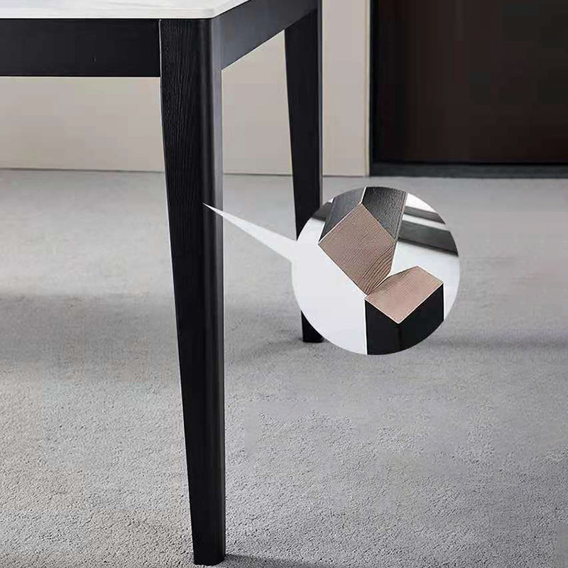 4 Legs Dining Table Industrial Stone Dining Table with Black Frame