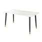 Luxury Sintered Stone Top Table Rectangle Home Desk with 4 Black Metal Legs
