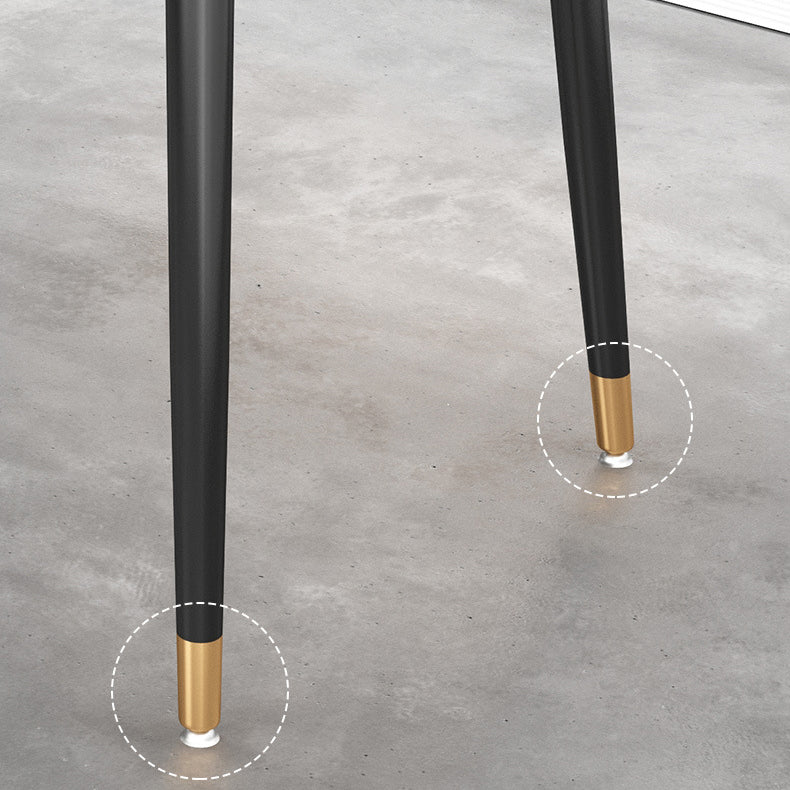 Luxury Sintered Stone Top Table Rectangle Home Desk with 4 Black Metal Legs