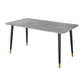 Luxury Sintered Stone Top Table Rectangle Home Desk with 4 Black Metal Legs