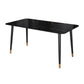 Luxury Sintered Stone Top Table Rectangle Home Desk with 4 Black Metal Legs