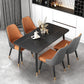 Luxury Sintered Stone Top Table Rectangle Home Desk with 4 Black Metal Legs