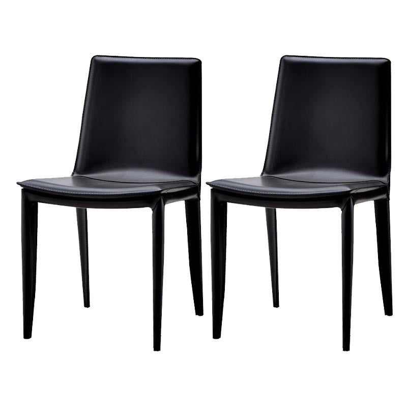 Contemporary Style Dining Chairs Armless Chair with Metal Legs for Kitchen Black 2 Piece Set Clearhalo 'Dining Chairs' 'Dining Tables & Seating' 'dining_chair' 'furn' 'furn_dining_chair' 'Furniture' 'Kitchen & Dining Furniture' 5458586