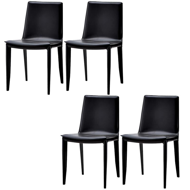 Contemporary Style Dining Chairs Armless Chair with Metal Legs for Kitchen Black 4 Piece Set Clearhalo 'Dining Chairs' 'Dining Tables & Seating' 'dining_chair' 'furn' 'furn_dining_chair' 'Furniture' 'Kitchen & Dining Furniture' 5458587