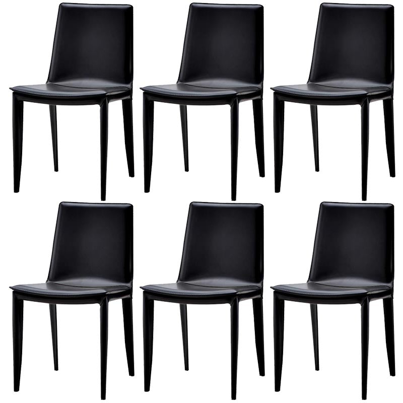 Contemporary Style Dining Chairs Armless Chair with Metal Legs for Kitchen Black 6 Piece Set Clearhalo 'Dining Chairs' 'Dining Tables & Seating' 'dining_chair' 'furn' 'furn_dining_chair' 'Furniture' 'Kitchen & Dining Furniture' 5458589