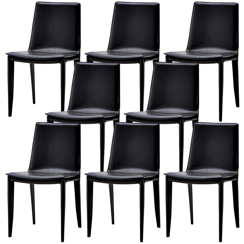 Contemporary Style Dining Chairs Armless Chair with Metal Legs for Kitchen Black 8 Piece Set Clearhalo 'Dining Chairs' 'Dining Tables & Seating' 'dining_chair' 'furn' 'furn_dining_chair' 'Furniture' 'Kitchen & Dining Furniture' 5458591