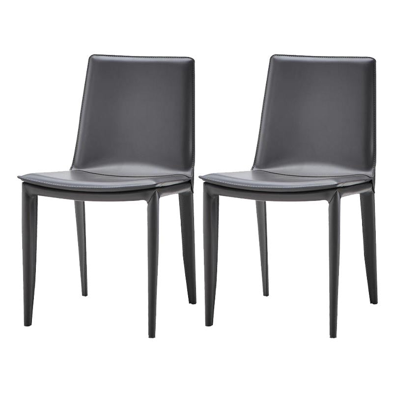 Contemporary Style Dining Chairs Armless Chair with Metal Legs for Kitchen Dark Gray 2 Piece Set Clearhalo 'Dining Chairs' 'Dining Tables & Seating' 'dining_chair' 'furn' 'furn_dining_chair' 'Furniture' 'Kitchen & Dining Furniture' 5458593
