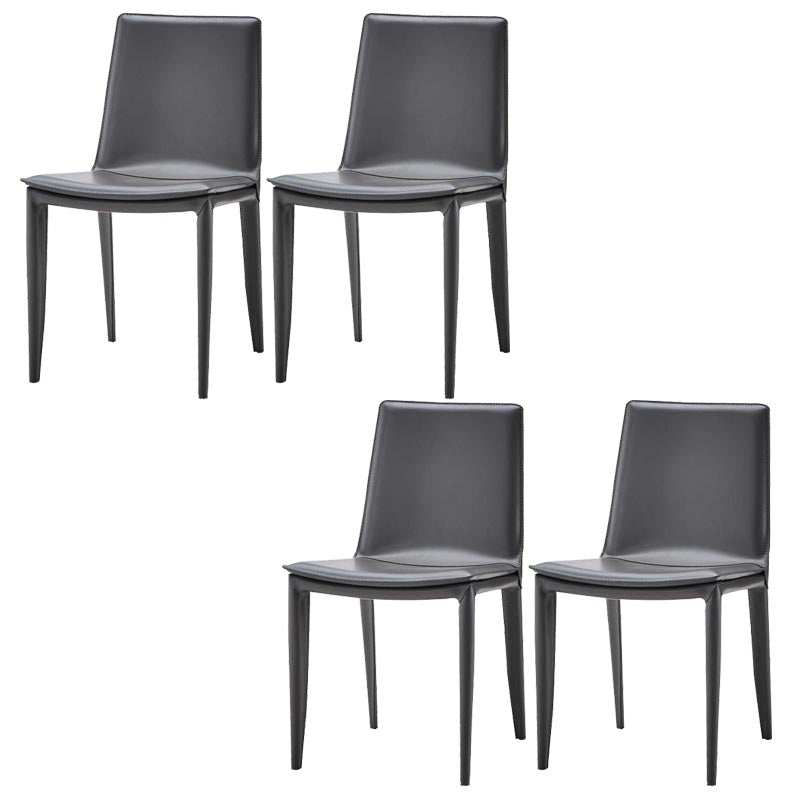 Contemporary Style Dining Chairs Armless Chair with Metal Legs for Kitchen Dark Gray 4 Piece Set Clearhalo 'Dining Chairs' 'Dining Tables & Seating' 'dining_chair' 'furn' 'furn_dining_chair' 'Furniture' 'Kitchen & Dining Furniture' 5458595