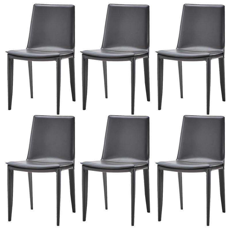 Contemporary Style Dining Chairs Armless Chair with Metal Legs for Kitchen Dark Gray 6 Piece Set Clearhalo 'Dining Chairs' 'Dining Tables & Seating' 'dining_chair' 'furn' 'furn_dining_chair' 'Furniture' 'Kitchen & Dining Furniture' 5458598