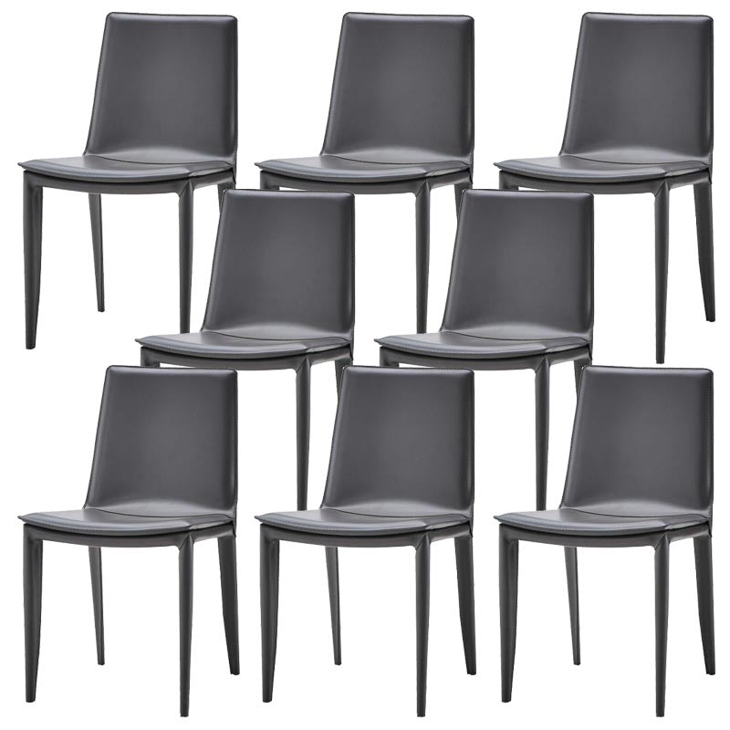 Contemporary Style Dining Chairs Armless Chair with Metal Legs for Kitchen Dark Gray 8 Piece Set Clearhalo 'Dining Chairs' 'Dining Tables & Seating' 'dining_chair' 'furn' 'furn_dining_chair' 'Furniture' 'Kitchen & Dining Furniture' 5458599