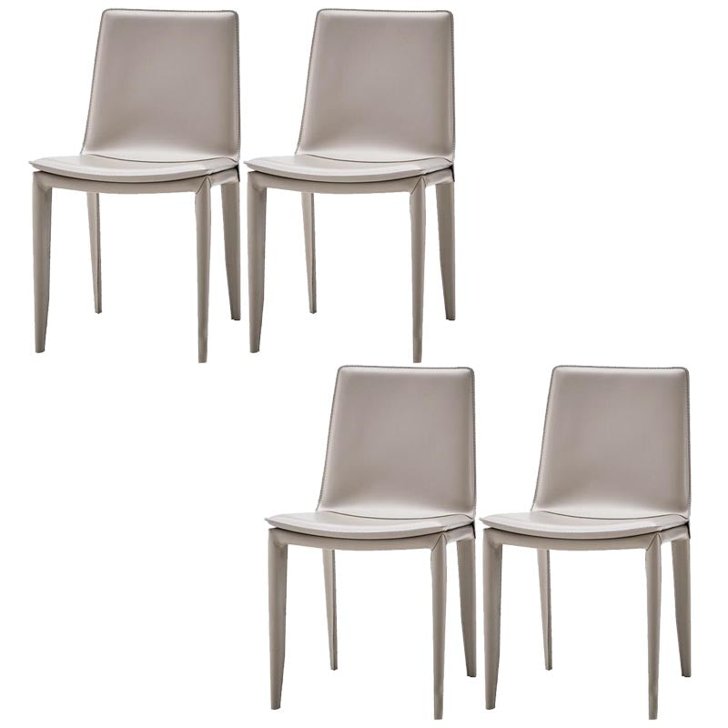 Contemporary Style Dining Chairs Armless Chair with Metal Legs for Kitchen Light Gray 4 Piece Set Clearhalo 'Dining Chairs' 'Dining Tables & Seating' 'dining_chair' 'furn' 'furn_dining_chair' 'Furniture' 'Kitchen & Dining Furniture' 5458604