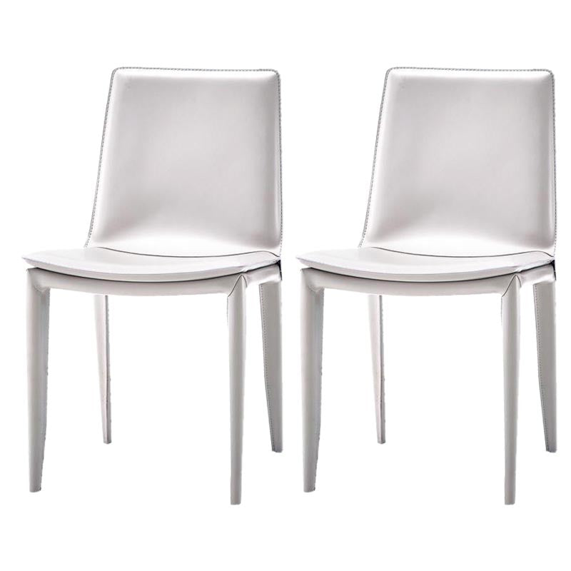 Contemporary Style Dining Chairs Armless Chair with Metal Legs for Kitchen White 2 Piece Set Clearhalo 'Dining Chairs' 'Dining Tables & Seating' 'dining_chair' 'furn' 'furn_dining_chair' 'Furniture' 'Kitchen & Dining Furniture' 5458609
