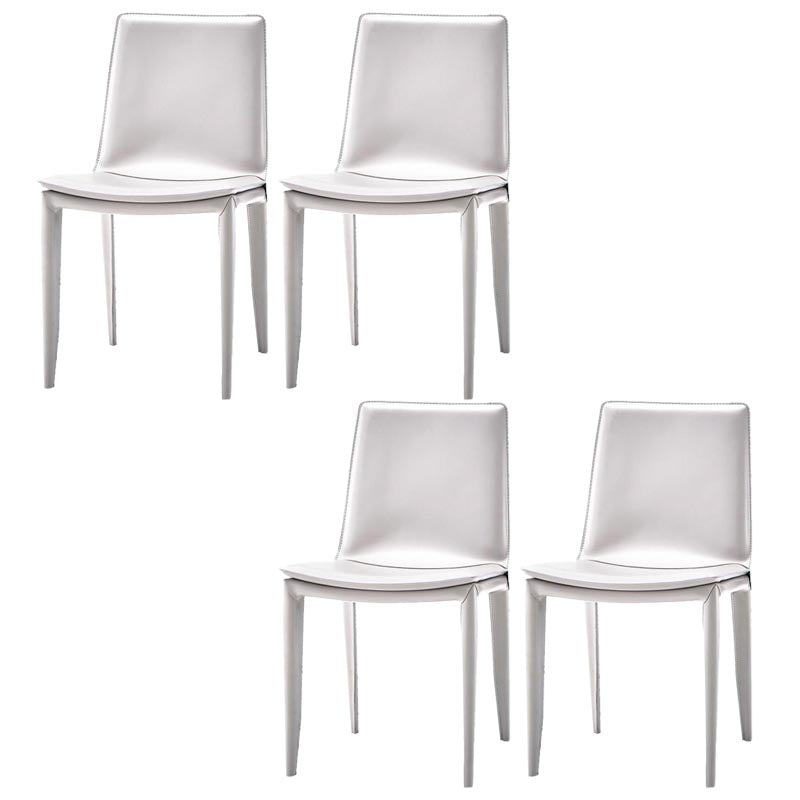 Contemporary Style Dining Chairs Armless Chair with Metal Legs for Kitchen White 4 Piece Set Clearhalo 'Dining Chairs' 'Dining Tables & Seating' 'dining_chair' 'furn' 'furn_dining_chair' 'Furniture' 'Kitchen & Dining Furniture' 5458612