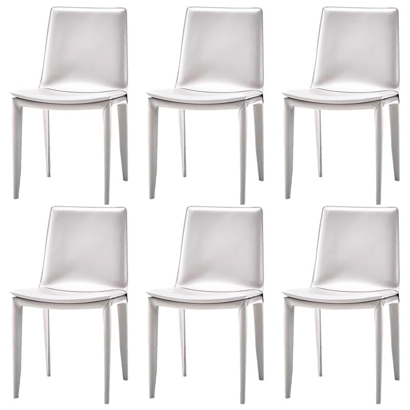 Contemporary Style Dining Chairs Armless Chair with Metal Legs for Kitchen White 6 Piece Set Clearhalo 'Dining Chairs' 'Dining Tables & Seating' 'dining_chair' 'furn' 'furn_dining_chair' 'Furniture' 'Kitchen & Dining Furniture' 5458614