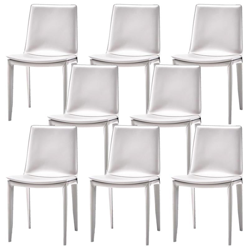 Contemporary Style Dining Chairs Armless Chair with Metal Legs for Kitchen White 8 Piece Set Clearhalo 'Dining Chairs' 'Dining Tables & Seating' 'dining_chair' 'furn' 'furn_dining_chair' 'Furniture' 'Kitchen & Dining Furniture' 5458615