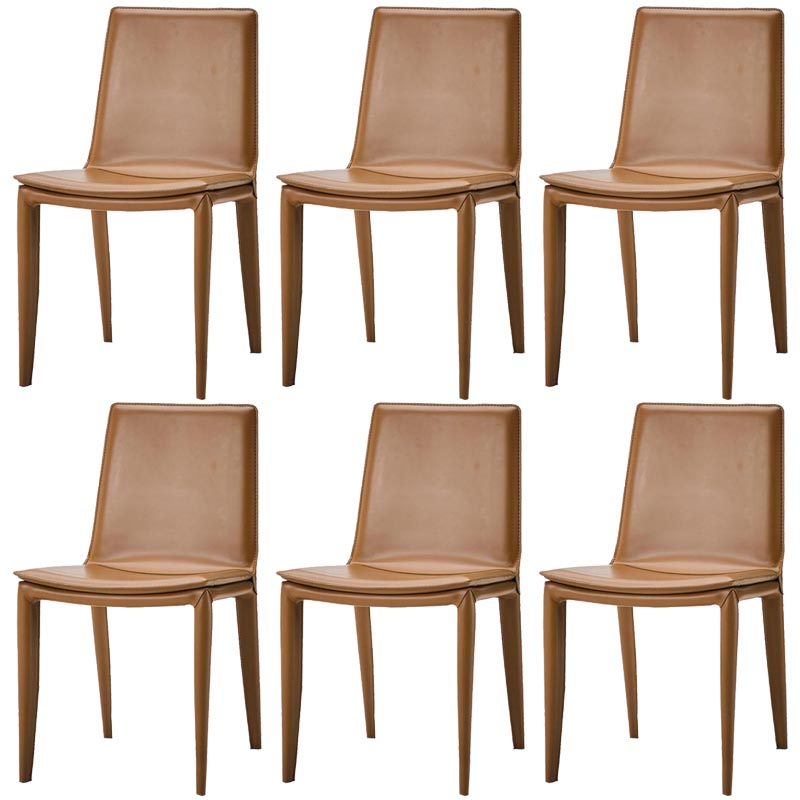 Contemporary Style Dining Chairs Armless Chair with Metal Legs for Kitchen Light Brown 6 Piece Set Clearhalo 'Dining Chairs' 'Dining Tables & Seating' 'dining_chair' 'furn' 'furn_dining_chair' 'Furniture' 'Kitchen & Dining Furniture' 5458618