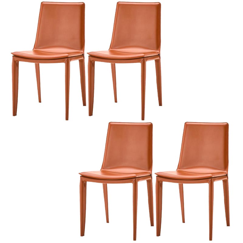 Contemporary Style Dining Chairs Armless Chair with Metal Legs for Kitchen Orange 4 Piece Set Clearhalo 'Dining Chairs' 'Dining Tables & Seating' 'dining_chair' 'furn' 'furn_dining_chair' 'Furniture' 'Kitchen & Dining Furniture' 5458625