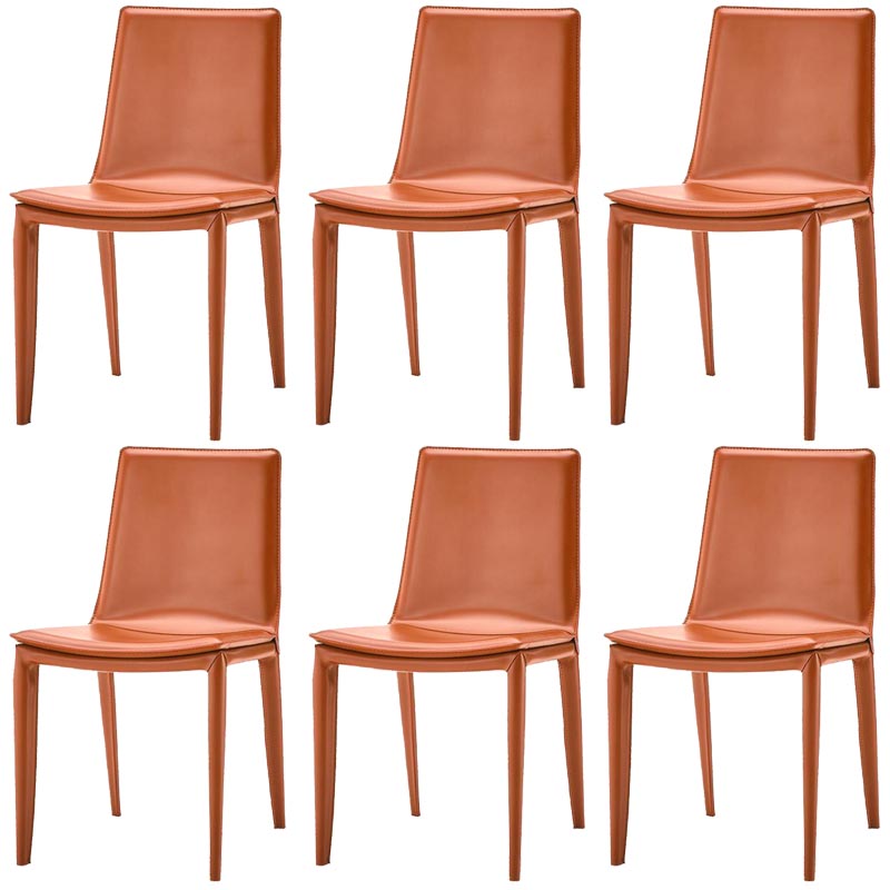 Contemporary Style Dining Chairs Armless Chair with Metal Legs for Kitchen Orange 6 Piece Set Clearhalo 'Dining Chairs' 'Dining Tables & Seating' 'dining_chair' 'furn' 'furn_dining_chair' 'Furniture' 'Kitchen & Dining Furniture' 5458626