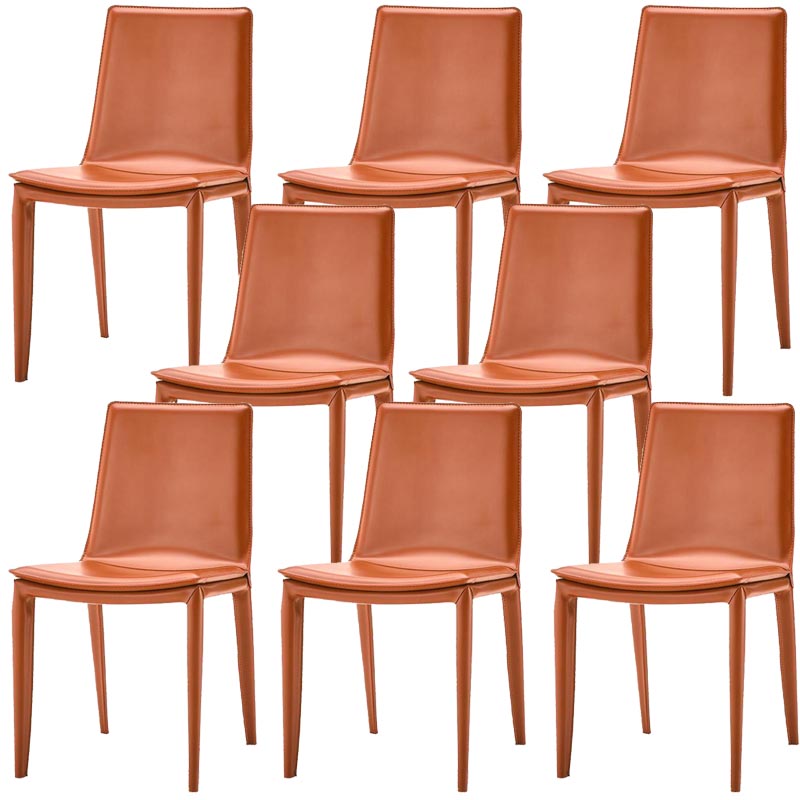 Contemporary Style Dining Chairs Armless Chair with Metal Legs for Kitchen Orange 8 Piece Set Clearhalo 'Dining Chairs' 'Dining Tables & Seating' 'dining_chair' 'furn' 'furn_dining_chair' 'Furniture' 'Kitchen & Dining Furniture' 5458627