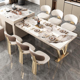 Nordic Glam Style Chair Dining Armless Chairs for Kitchen with Metal Legs